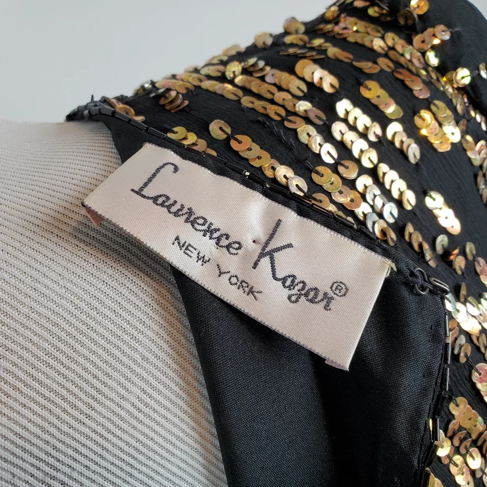 Vintage Laurence Kazar Top Silk Beaded Sequin Shiny Holiday New Years Glam 80s - Picture 10 of 10